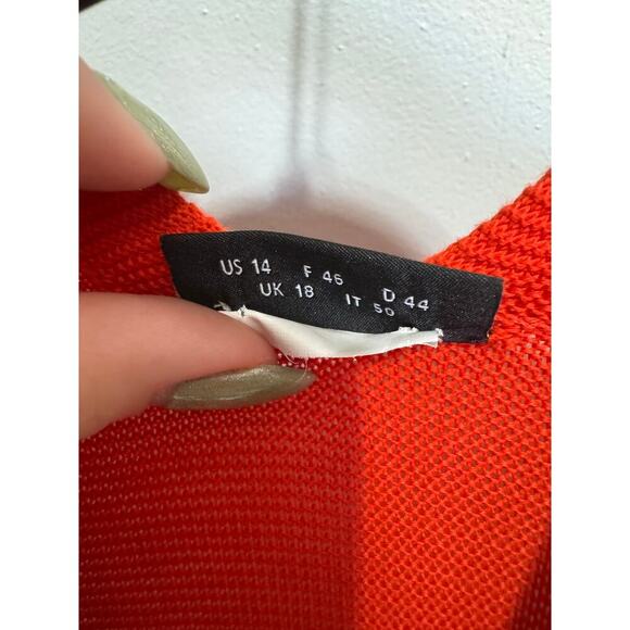 Akris Cotton V-Neck Long Sleeve Cardigan In Tomato Red Size 14 - Picture 12 of 16